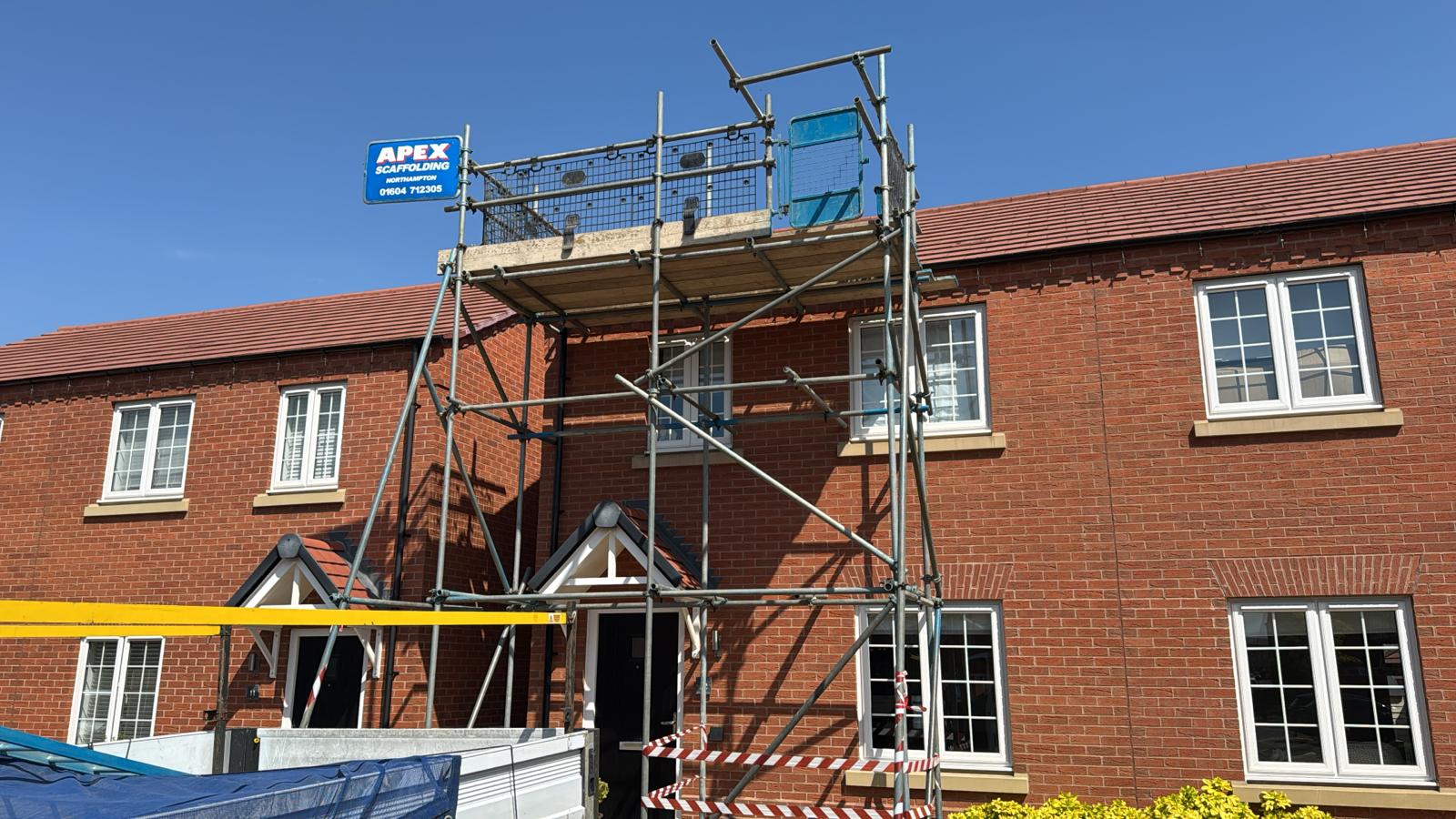 Small domestic scaffold job to access roof and guttering on a semi detached new build property